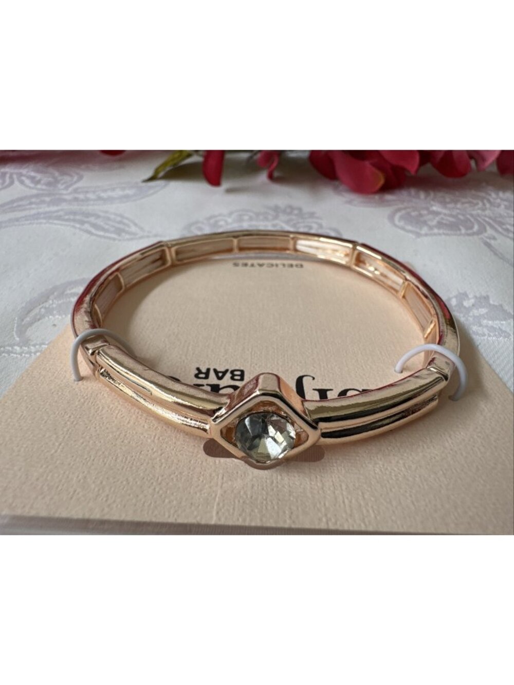 Bijoux Bar Delicates Rose Goldtone Rhinestone Bangle Bracelet Colorful NEW